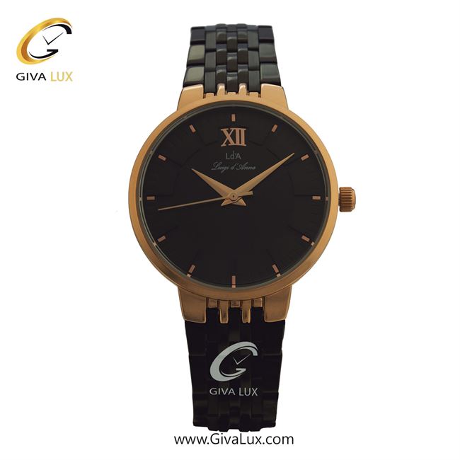 ساعت مچی اورجینال زنانه LdA | لوئیجی د آنا | Luigi d'Ana رزگلد | مشکی| مشکی| کد رفرنس 2405